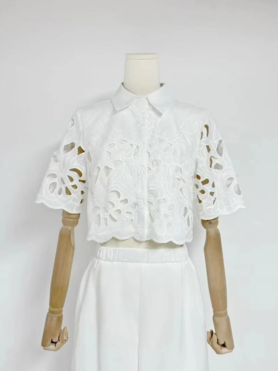 Hollow Out Casual Two Piece Set