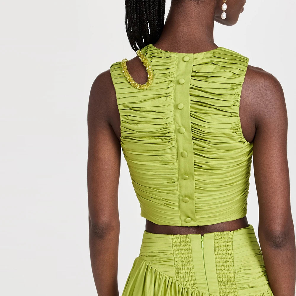 Solid Spliced Folds Two Piece Set