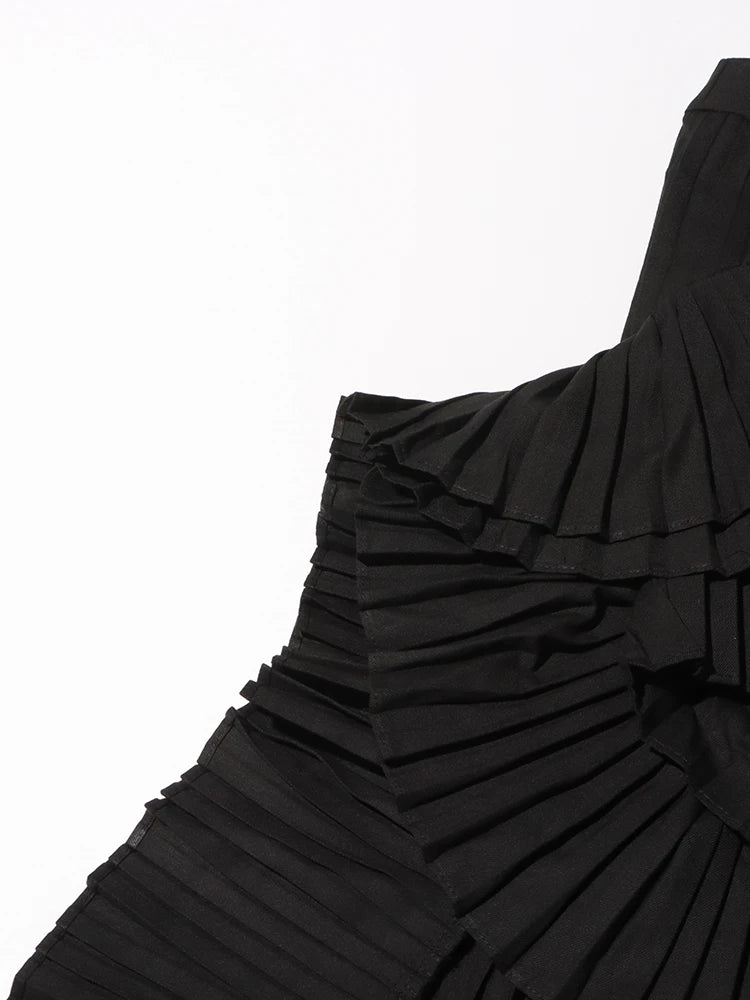 Solid Elegant Patchwork Pleated Skirt