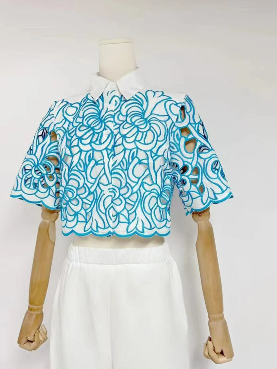 Hollow Out Casual Two Piece Set