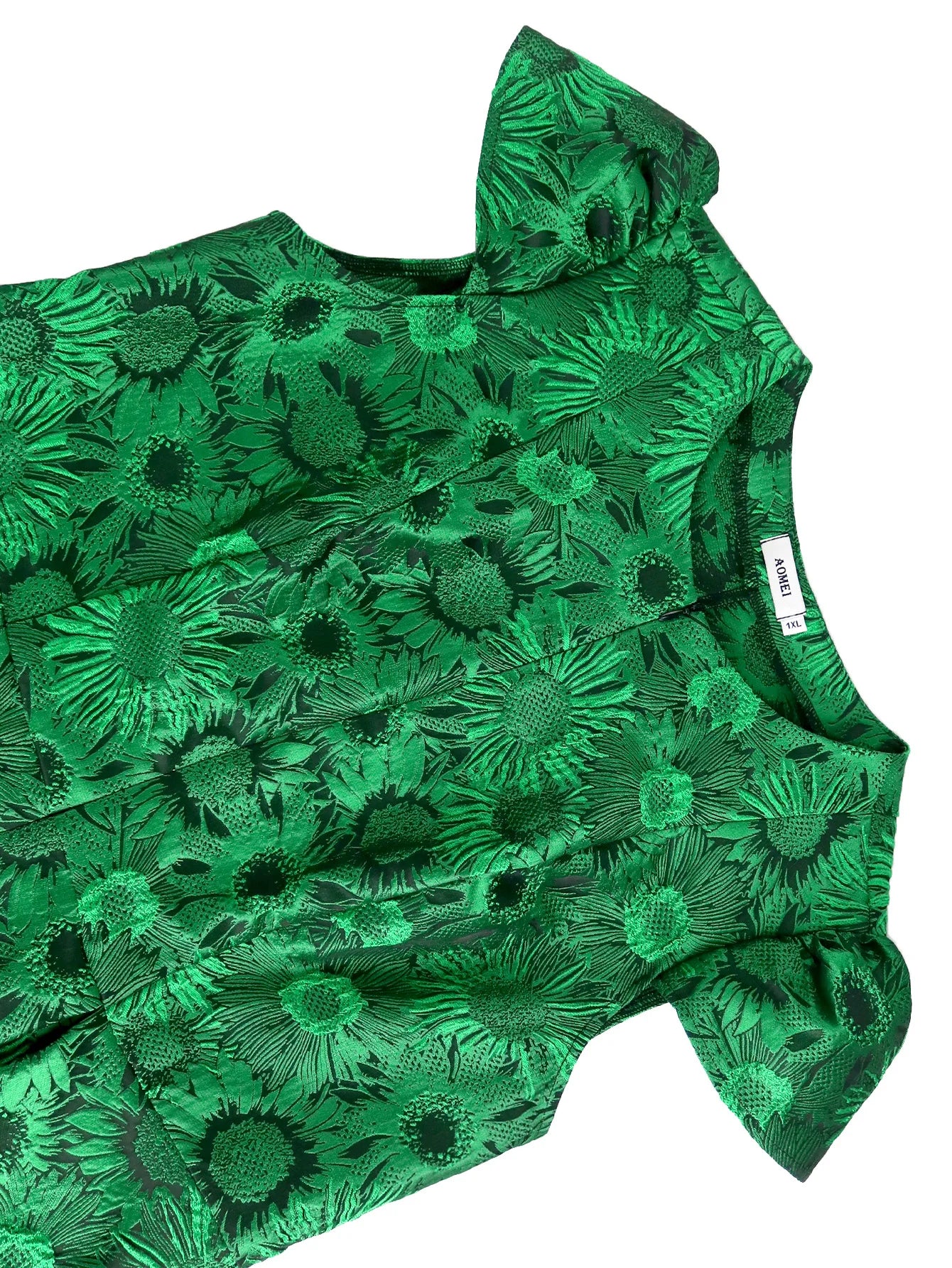 Plus Size Green Sleeve A Line Dress