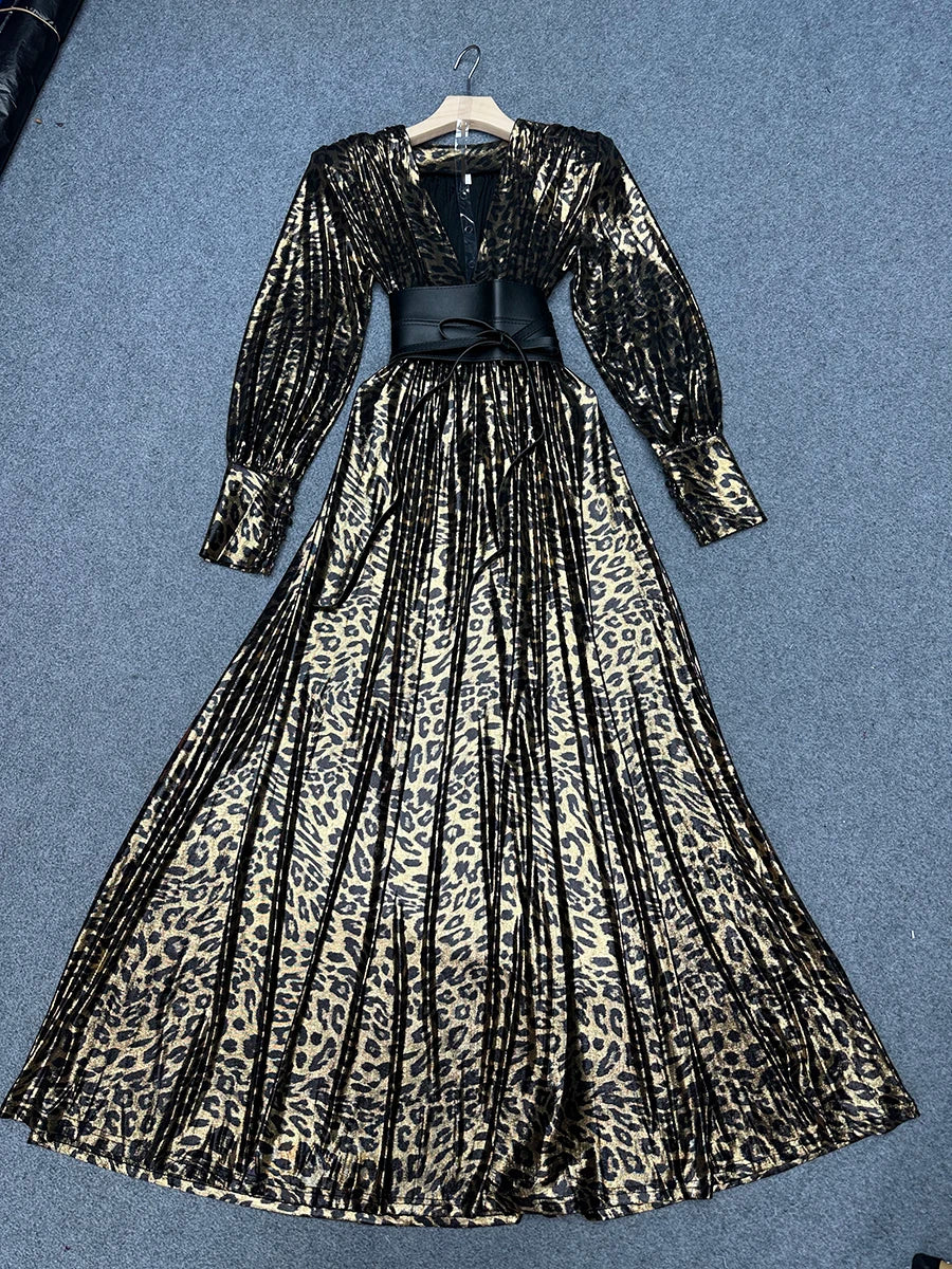 Leopard Spliced Bowknot Dresses