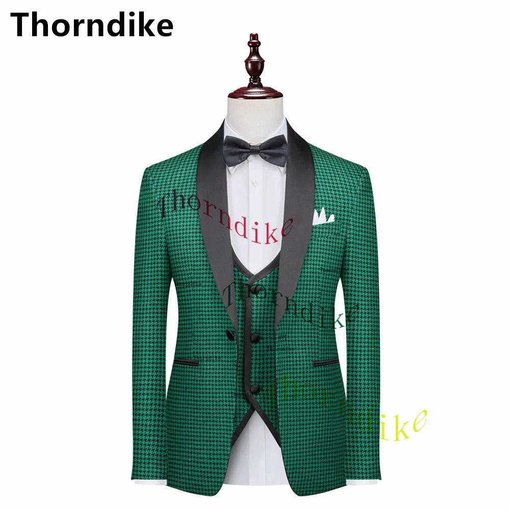 Men’s Houndstooth One Button Blazer Suit