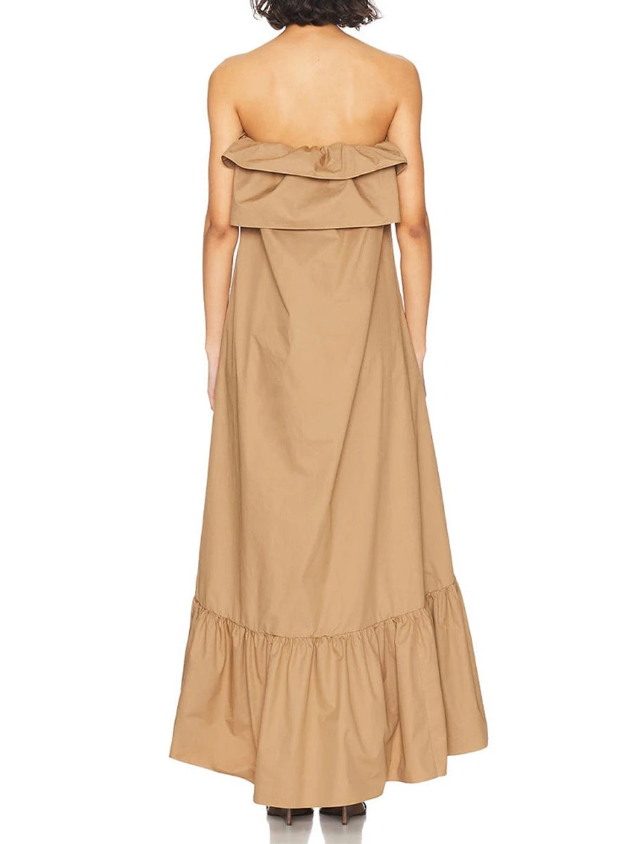 Loose Spliced Ruffles Folds Casual Dress