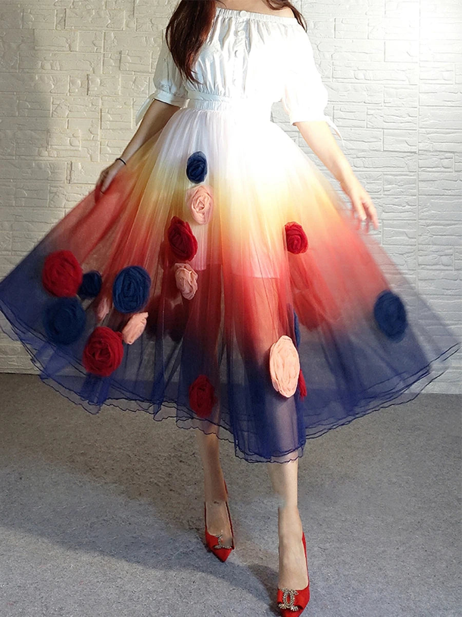 Spliced Diamonds Appliqués Dress