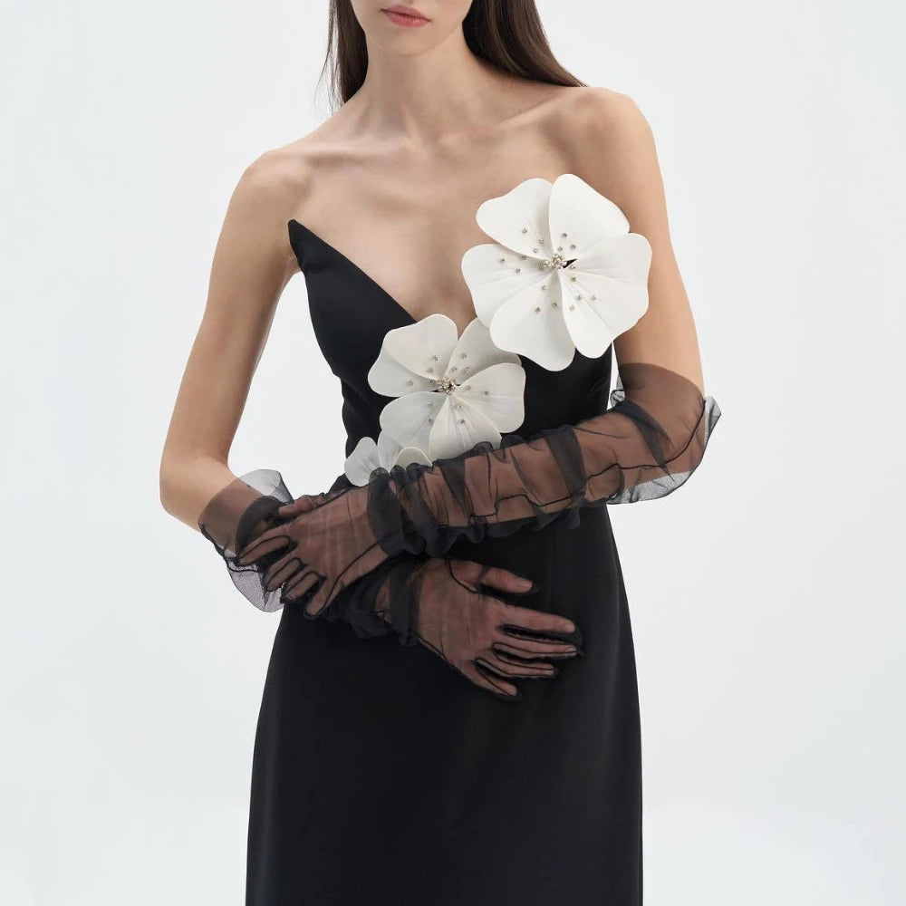 Spliced 3D Flower Dresses
