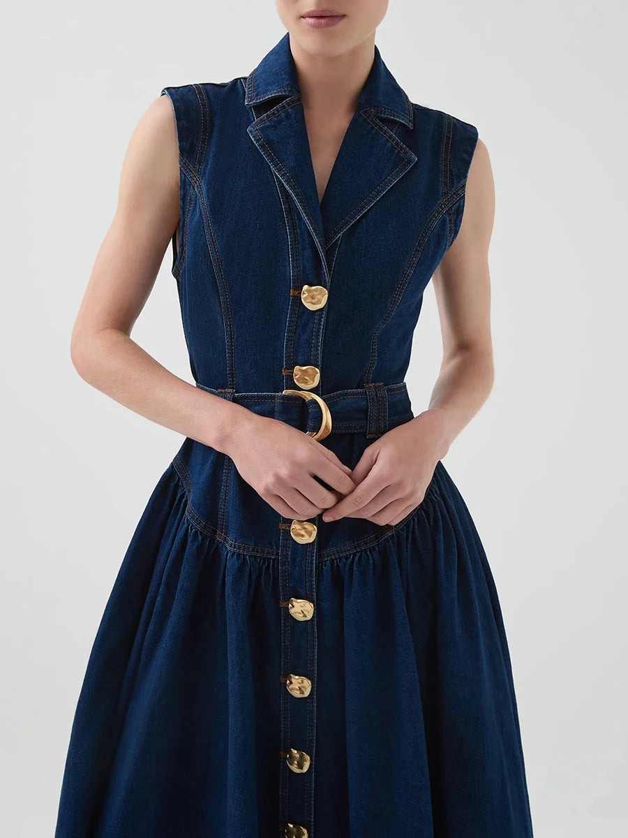 Single Breasted Cowboy Denim Dresses