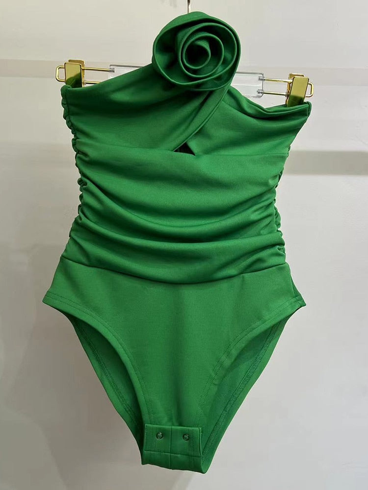 Elegant Spliced Floral Bodysuits