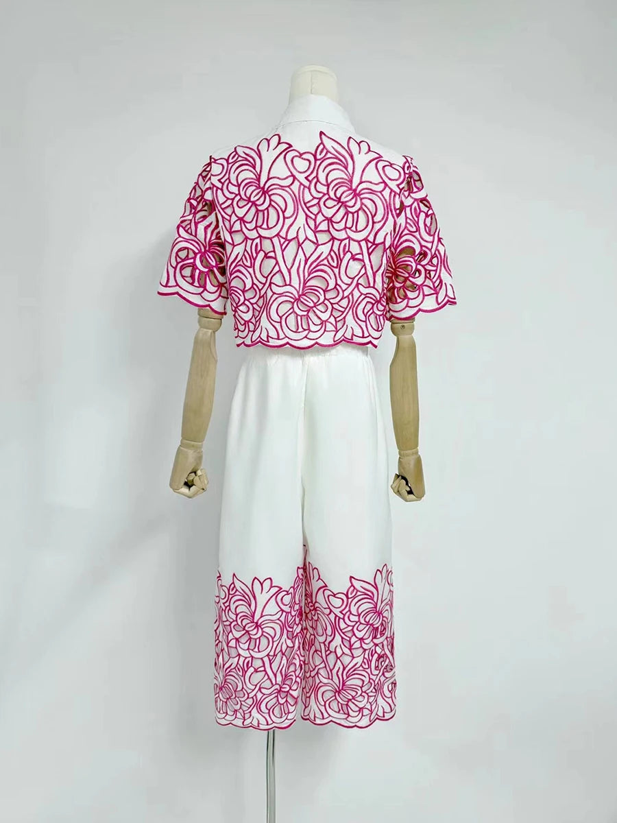 Hollow Out Casual Two Piece Set