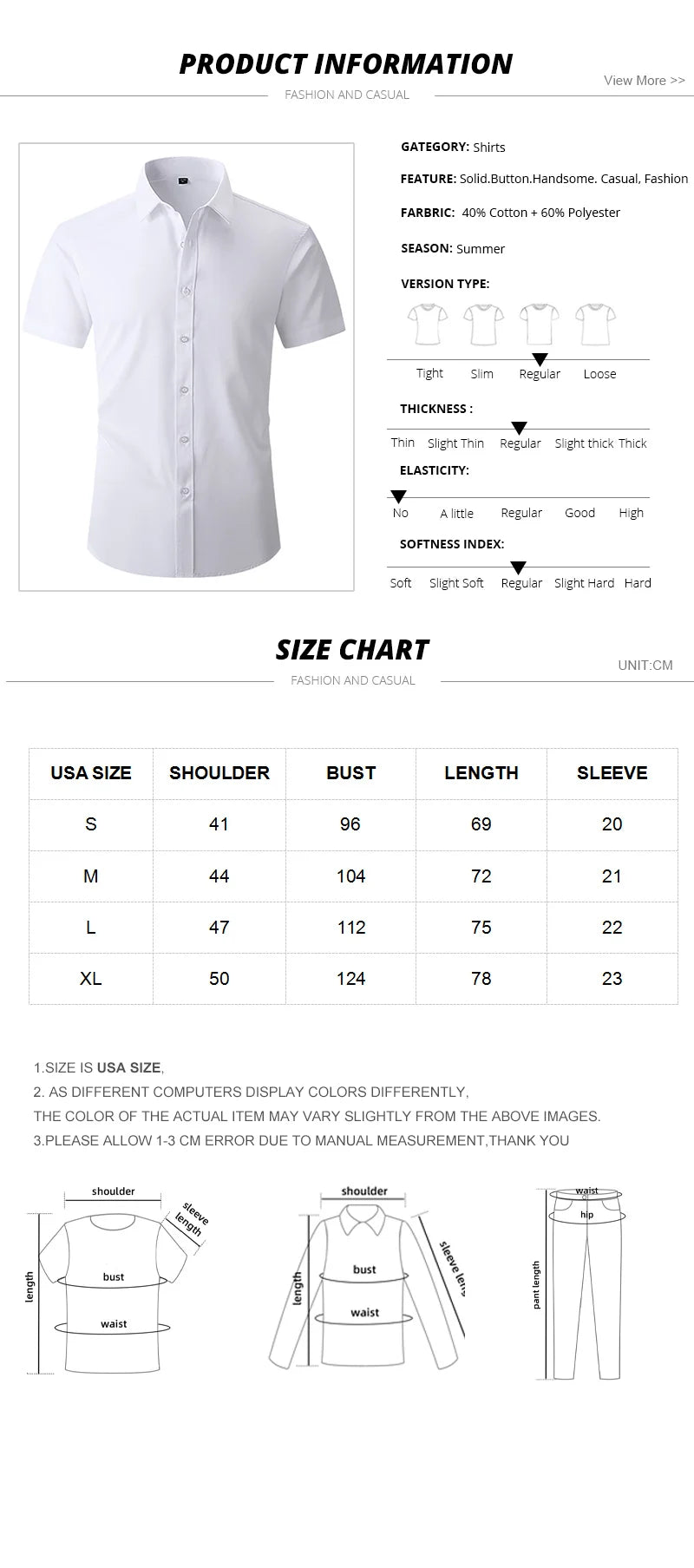 Men's Solid Short Sleeve Shirts