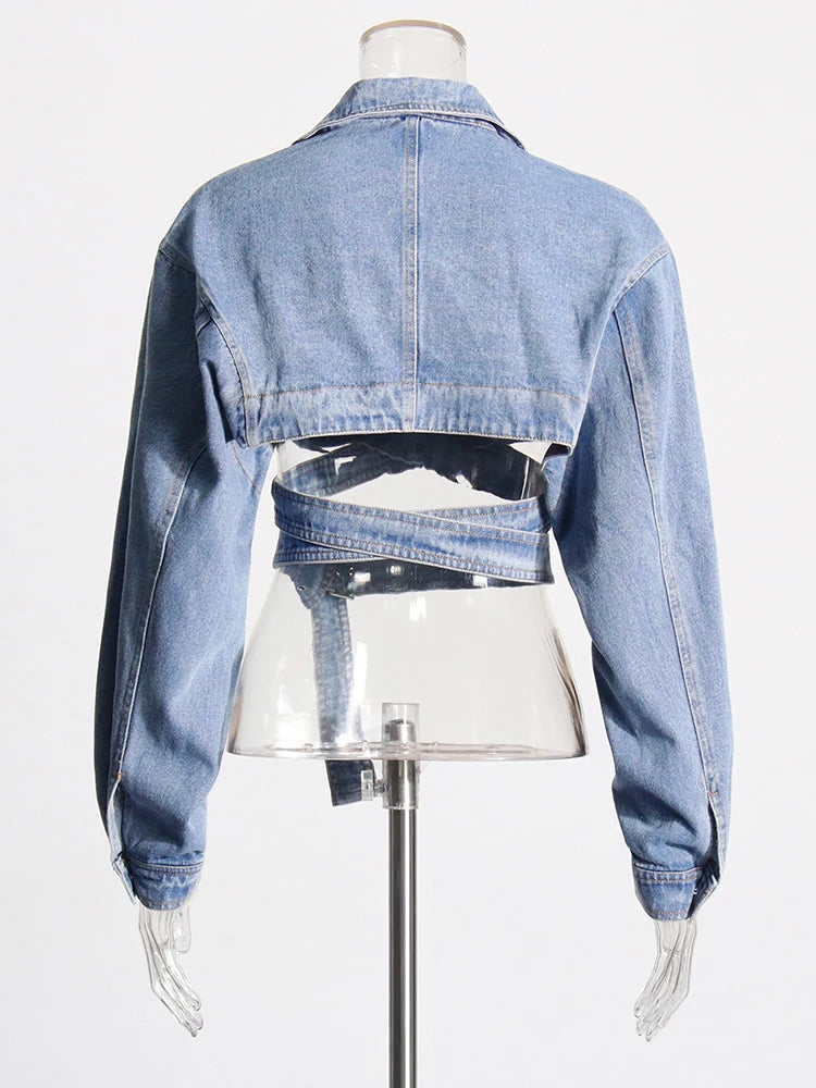 Streetwear Crisscross Denim Coat
