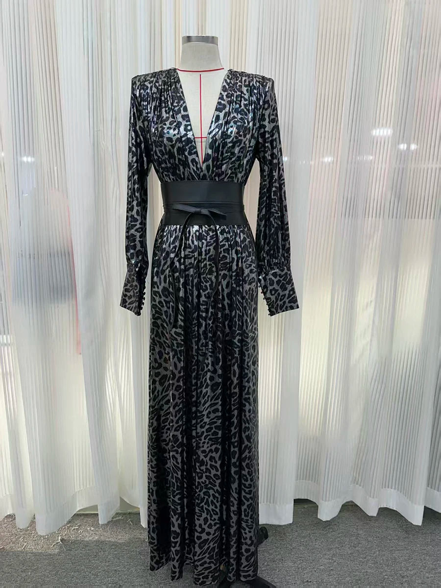 Leopard Spliced Bowknot Dresses