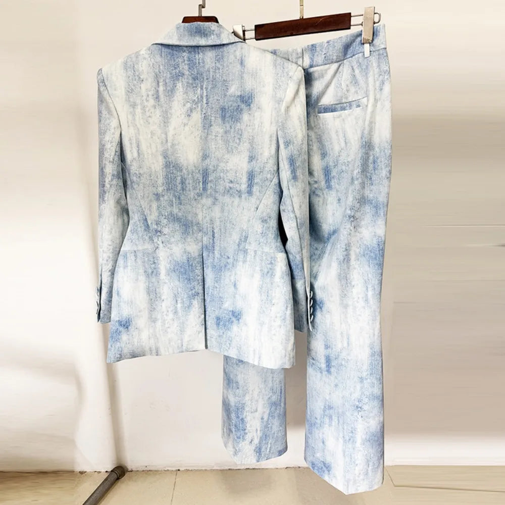 Color Block Two Piece Jean Set