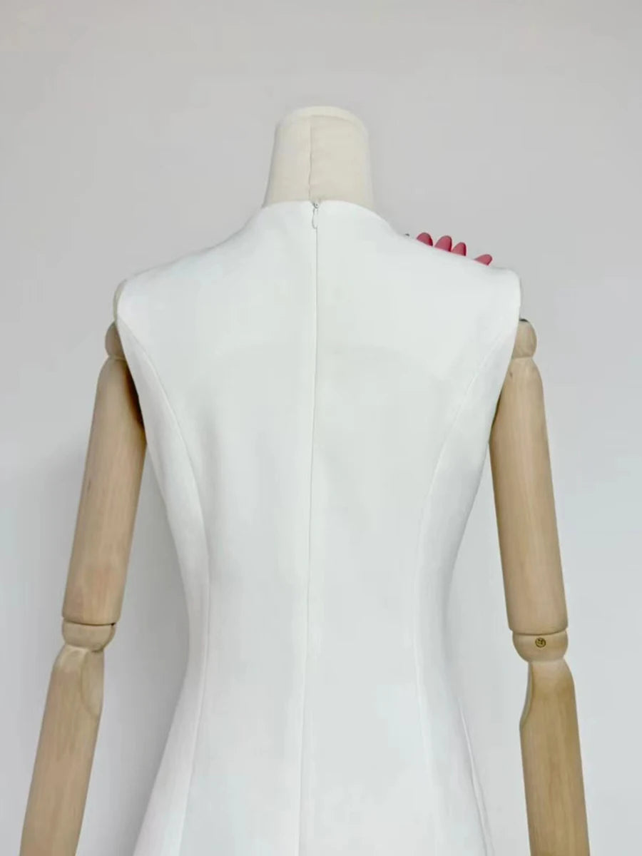 Hit Color Appliqué Dress