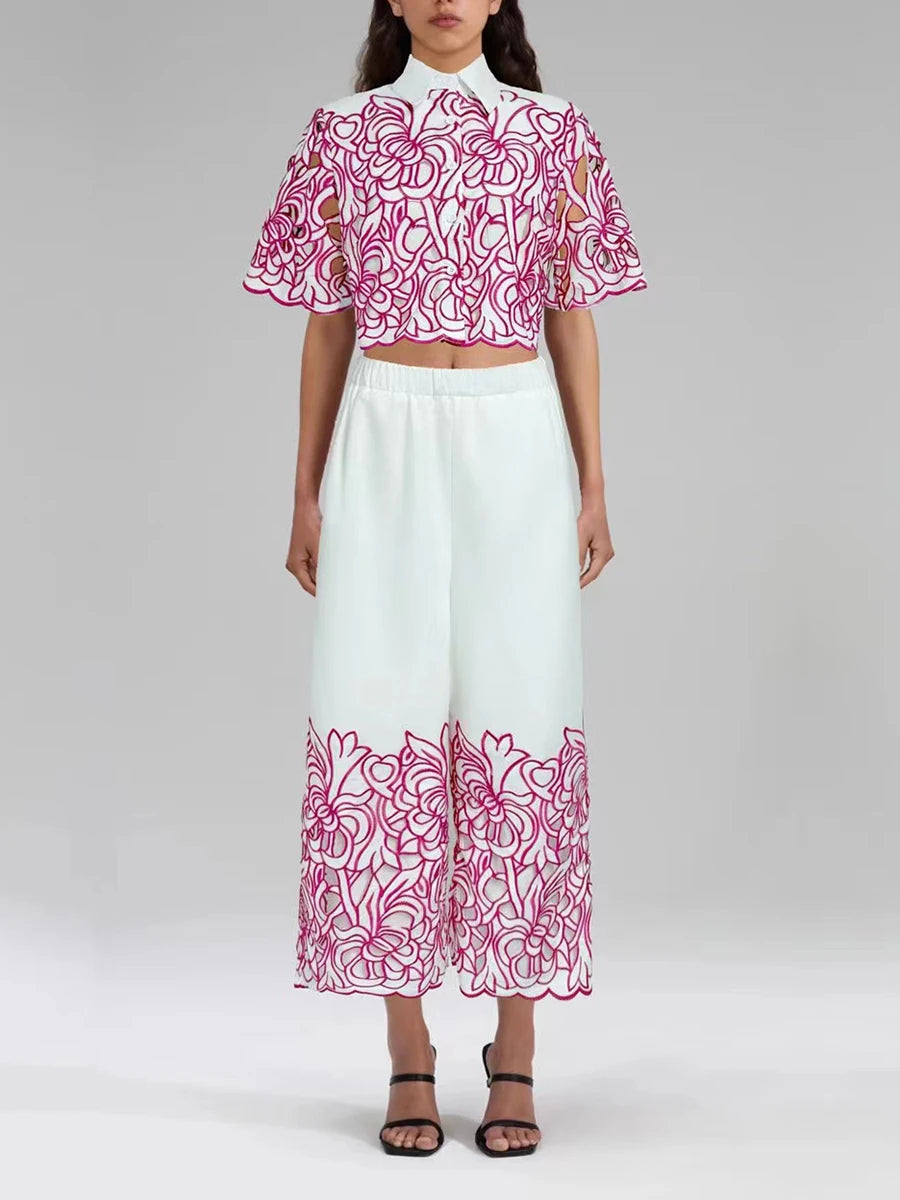 Hollow Out Casual Two Piece Set
