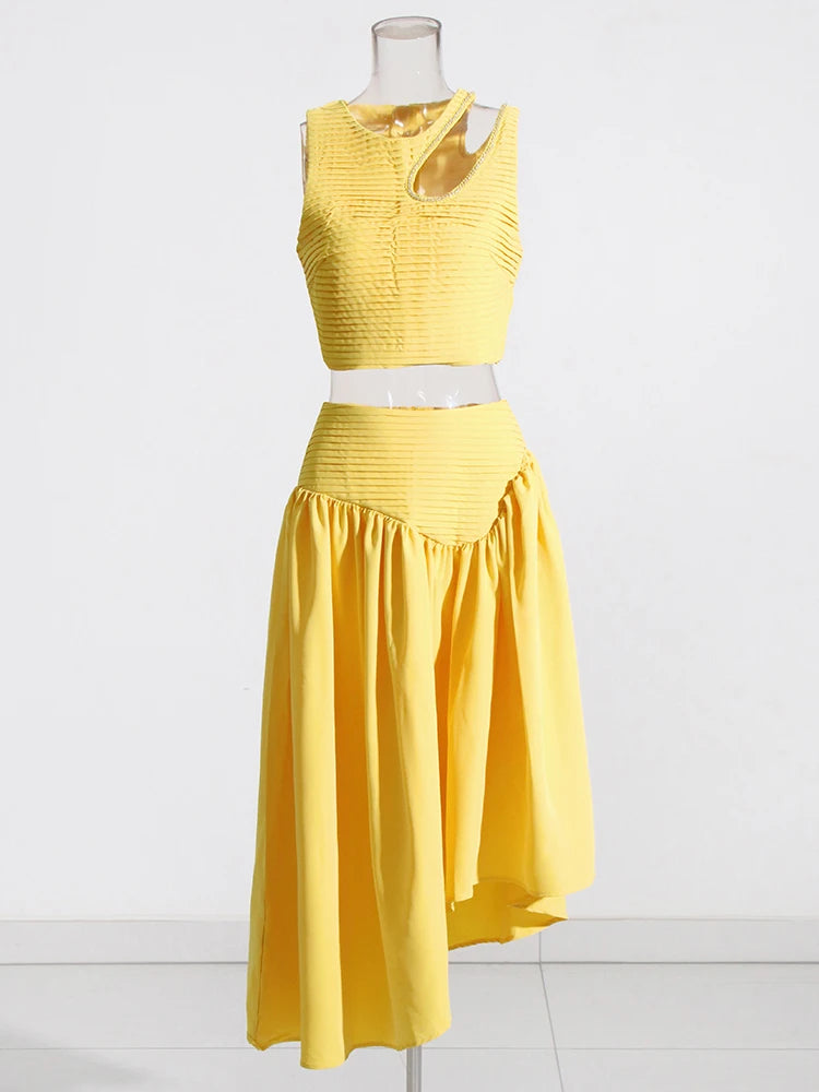 Solid Spliced Folds Two Piece Set