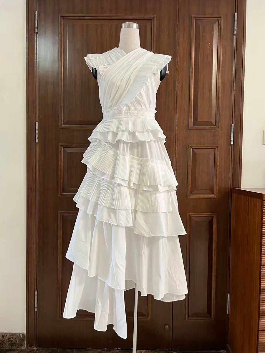 Spliced Ruffles Folds Dresses
