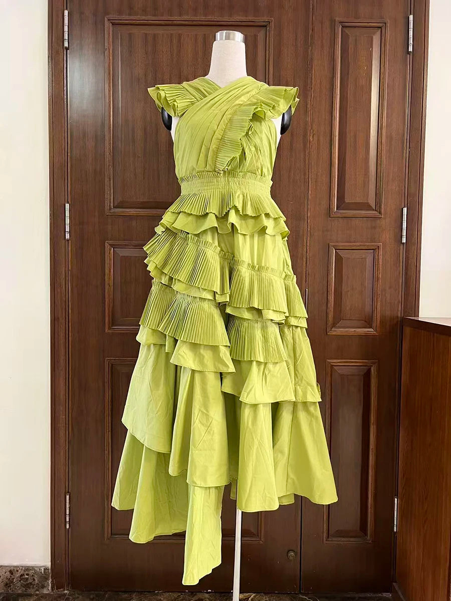 Spliced Ruffles Folds Dresses