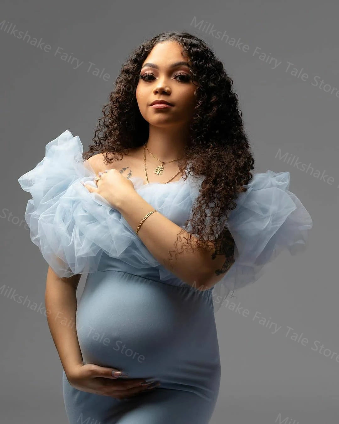 Puffy Ruffles Photoshoot Maternity Dress