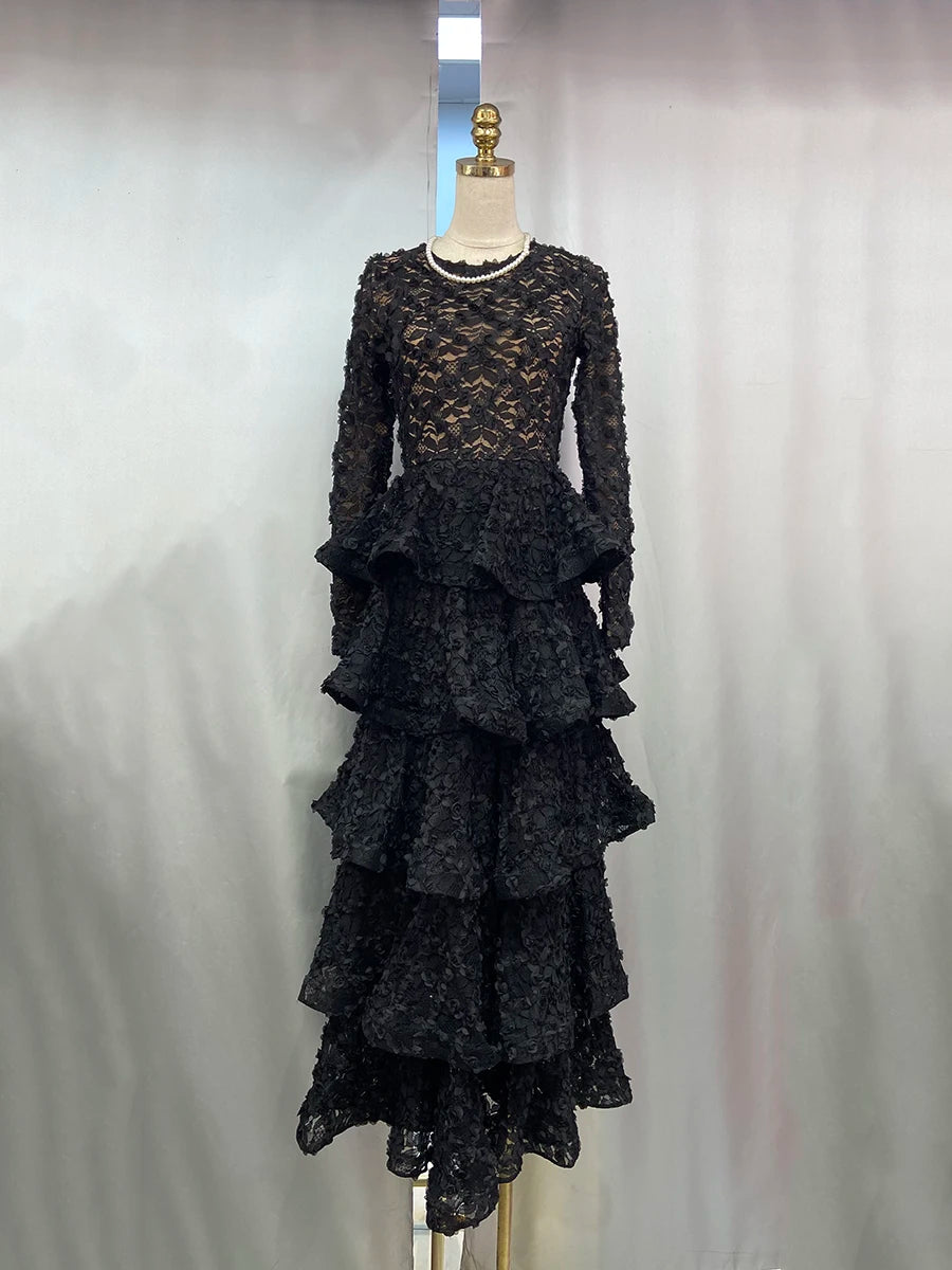 Spliced 3D Flower Dresses