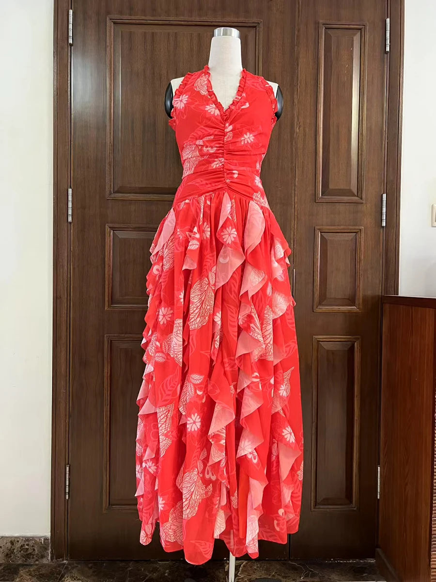 Hit Color Printing Spliced Dress