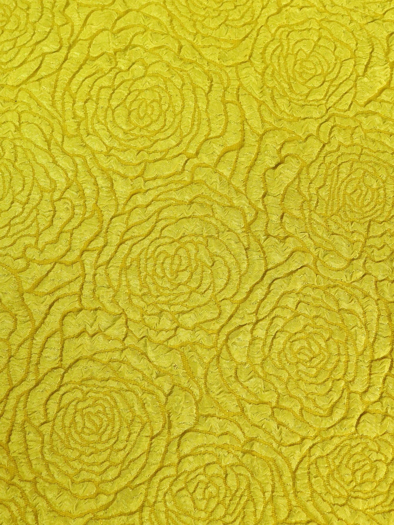 Plus Size Yellow Jacquard A-Line Dress Flower