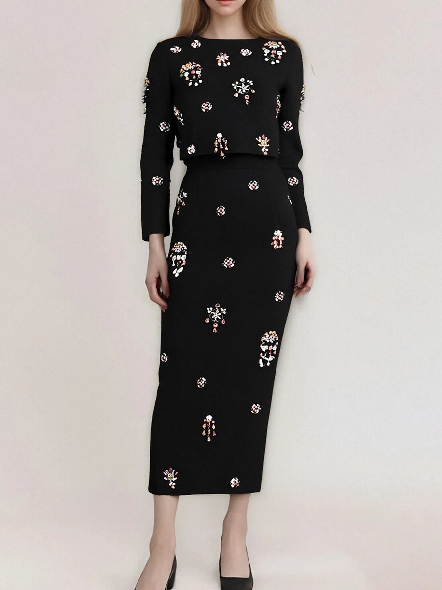 Hit Color Two Piece Dress Set