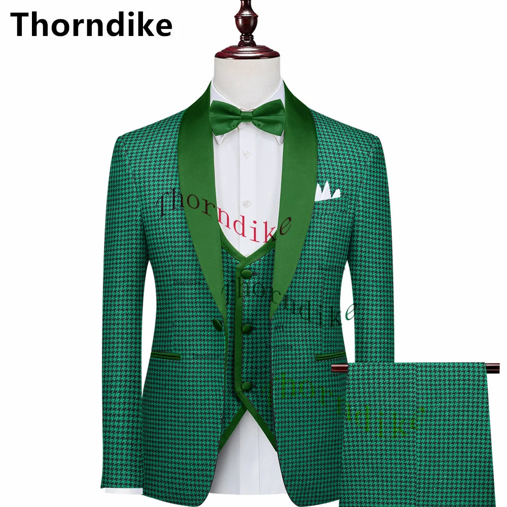 Men’s Houndstooth One Button Blazer Suit