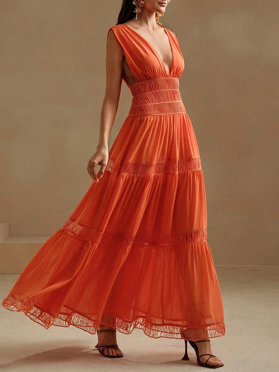 Deep V Neck Women's Dress
