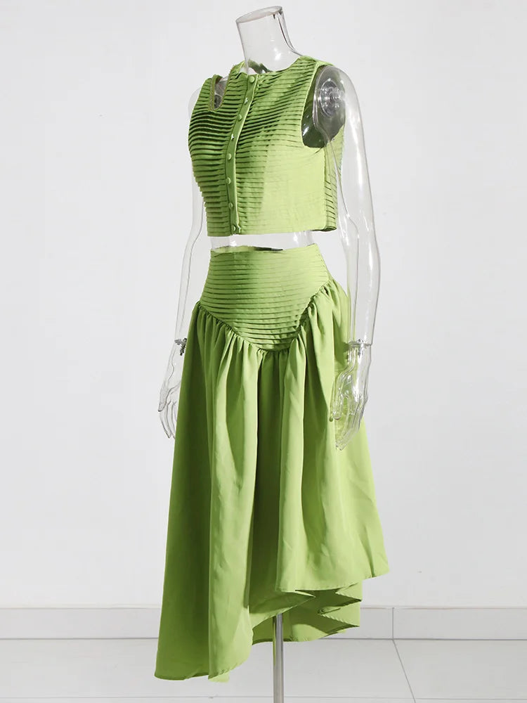 Solid Spliced Folds Two Piece Set