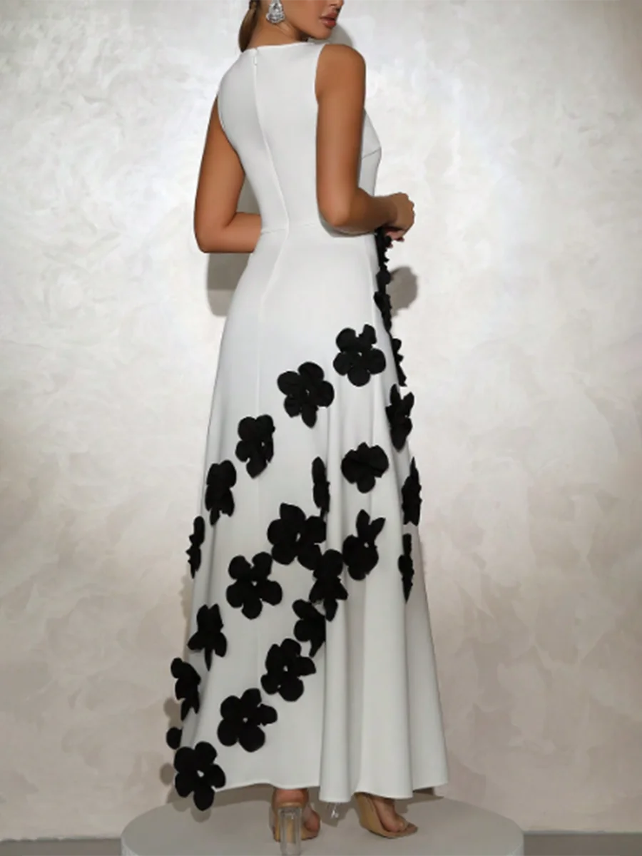 Slimming Spliced 3D Flower Dresses
