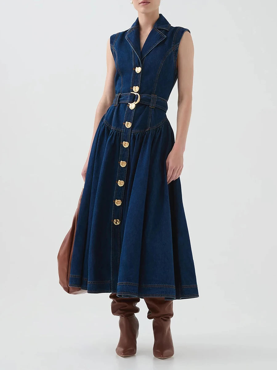 Single Breasted Cowboy Denim Dresses