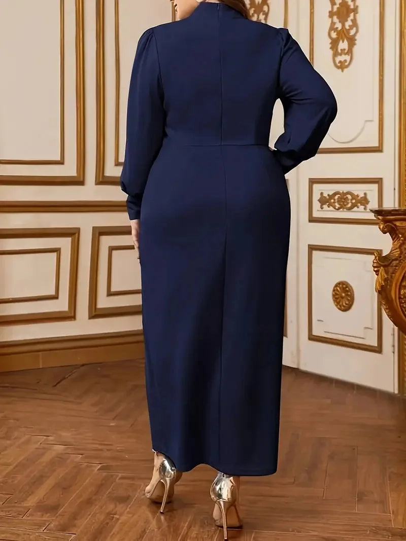 Plus Size Pleated Dress With Buttons