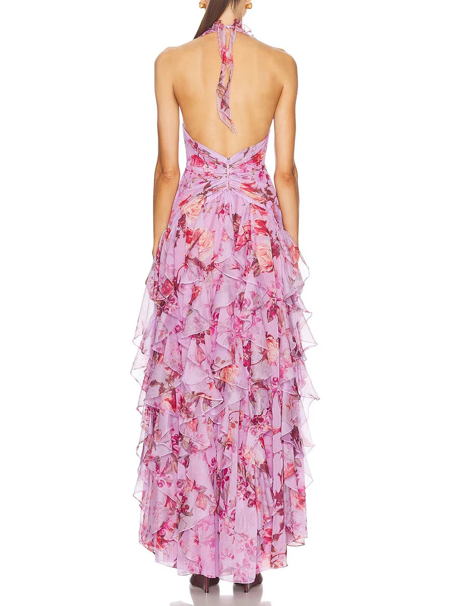 Hit Color Printing Spliced Dress