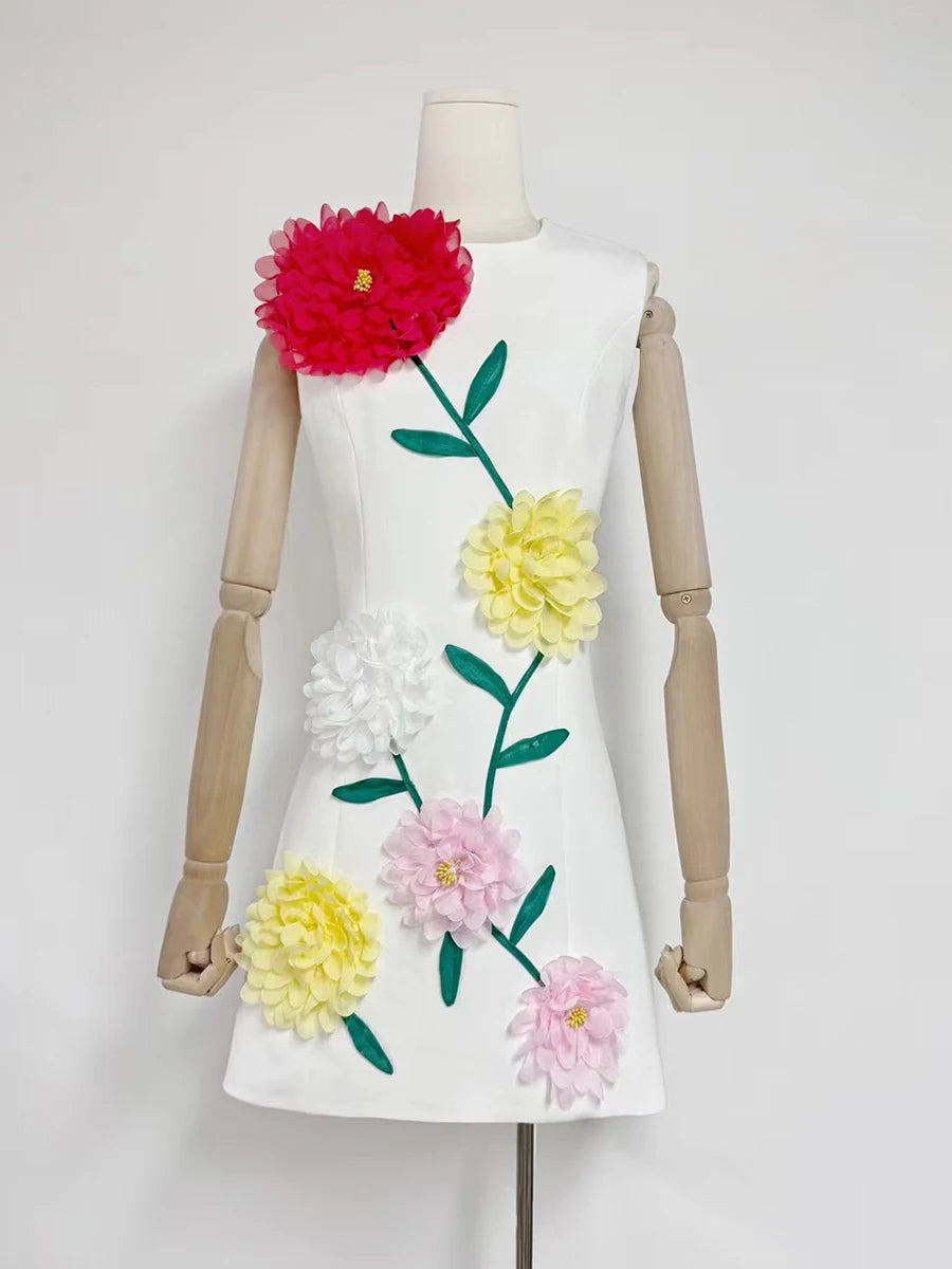 Hit Color Appliqué Dress