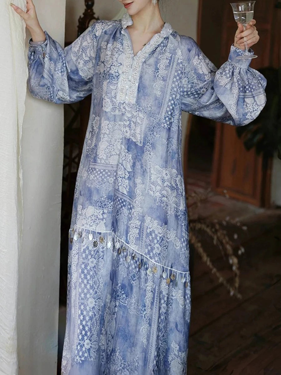 Printing Loose Spliced Sequins Dresses