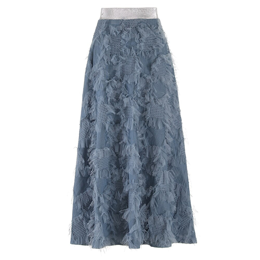 Mesh Casual Denim Skirts