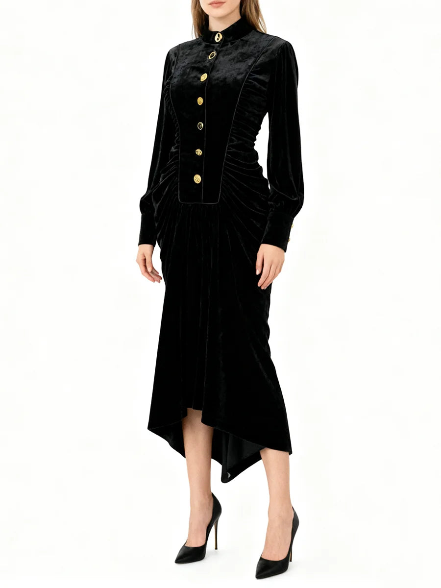 Single Breasted Velvet Dresses