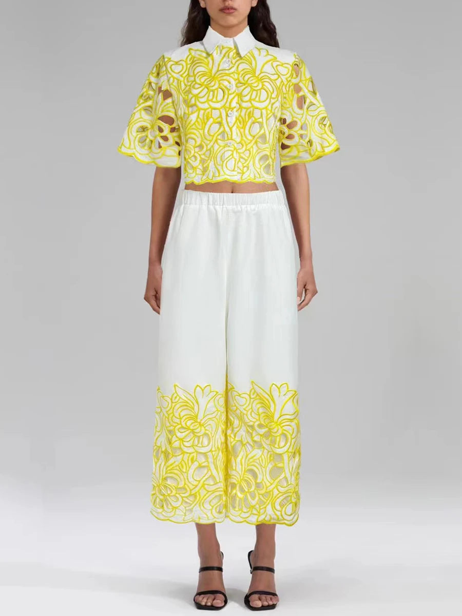 Hollow Out Casual Two Piece Set