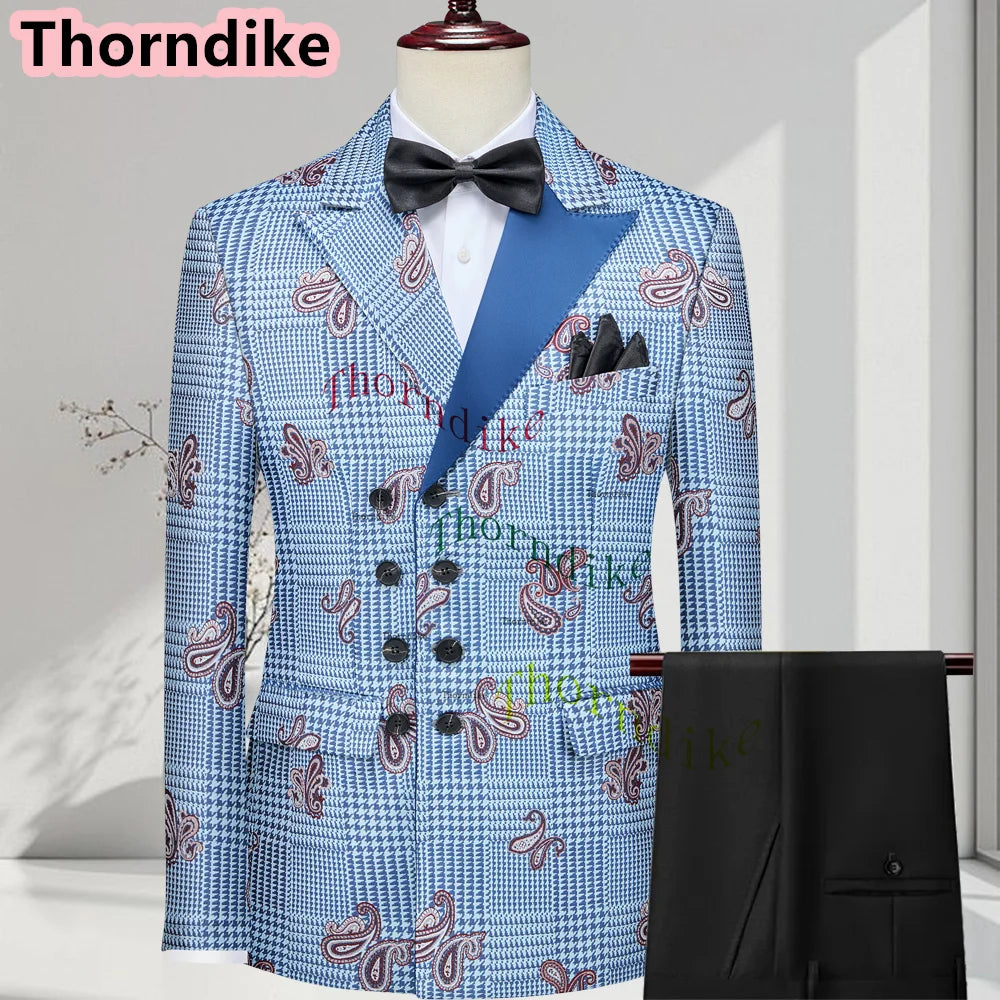 Men Suits 3 Piece Houndstooth Suit