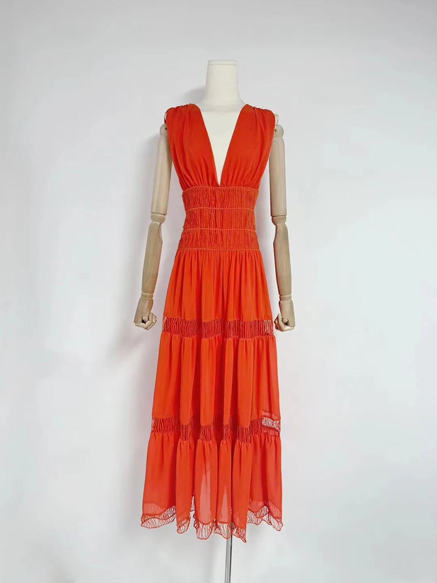Deep V Neck Women's Dress