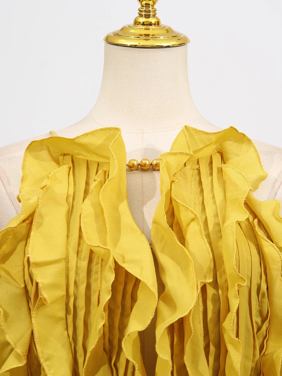 Spliced Ruffles Folds Dresses