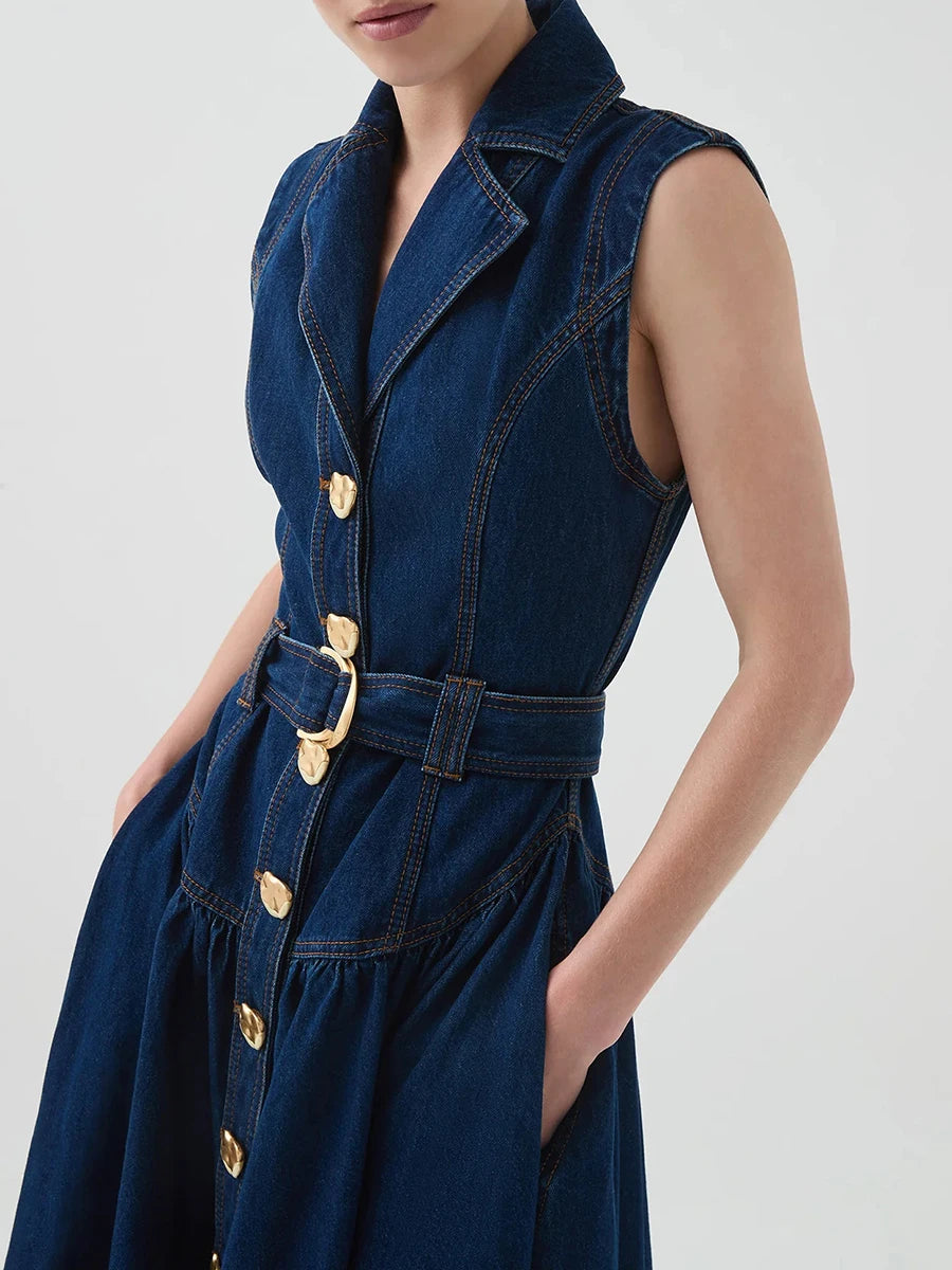 Single Breasted Cowboy Denim Dresses