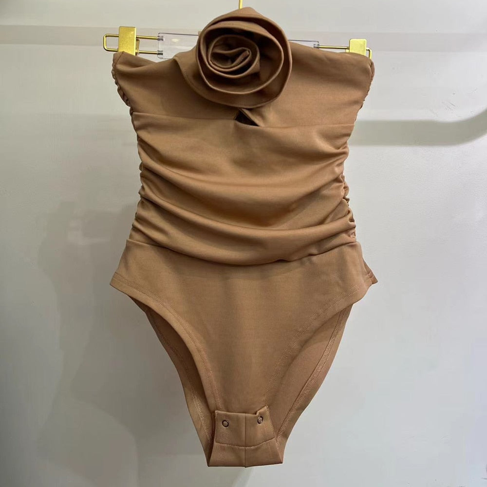 Elegant Spliced Floral Bodysuits