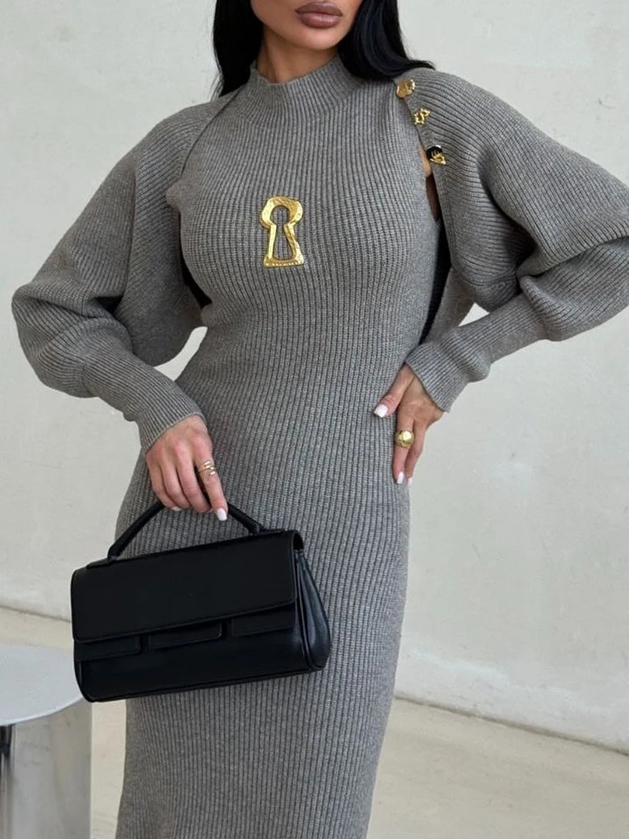 Spliced Sequined Knit Two Piece Sets
