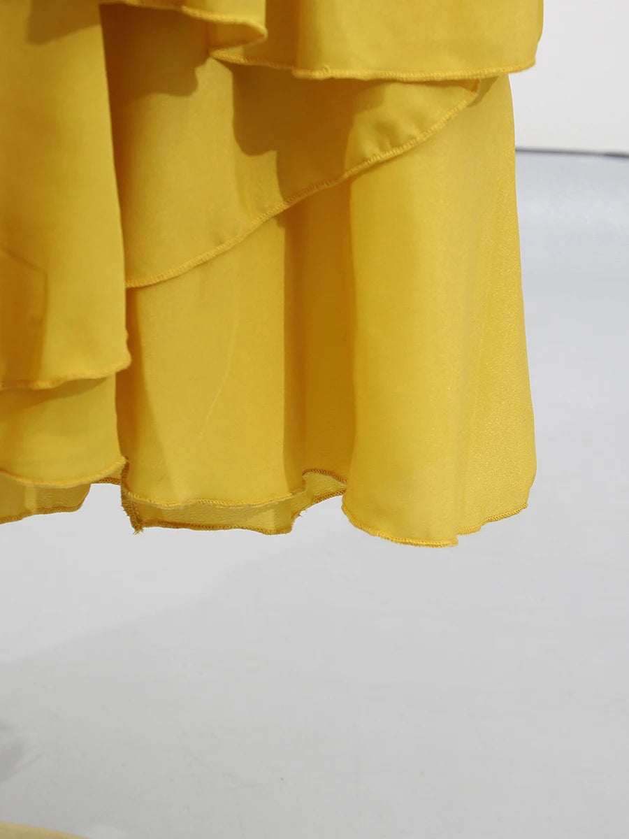 Spliced Ruffles Folds Dresses