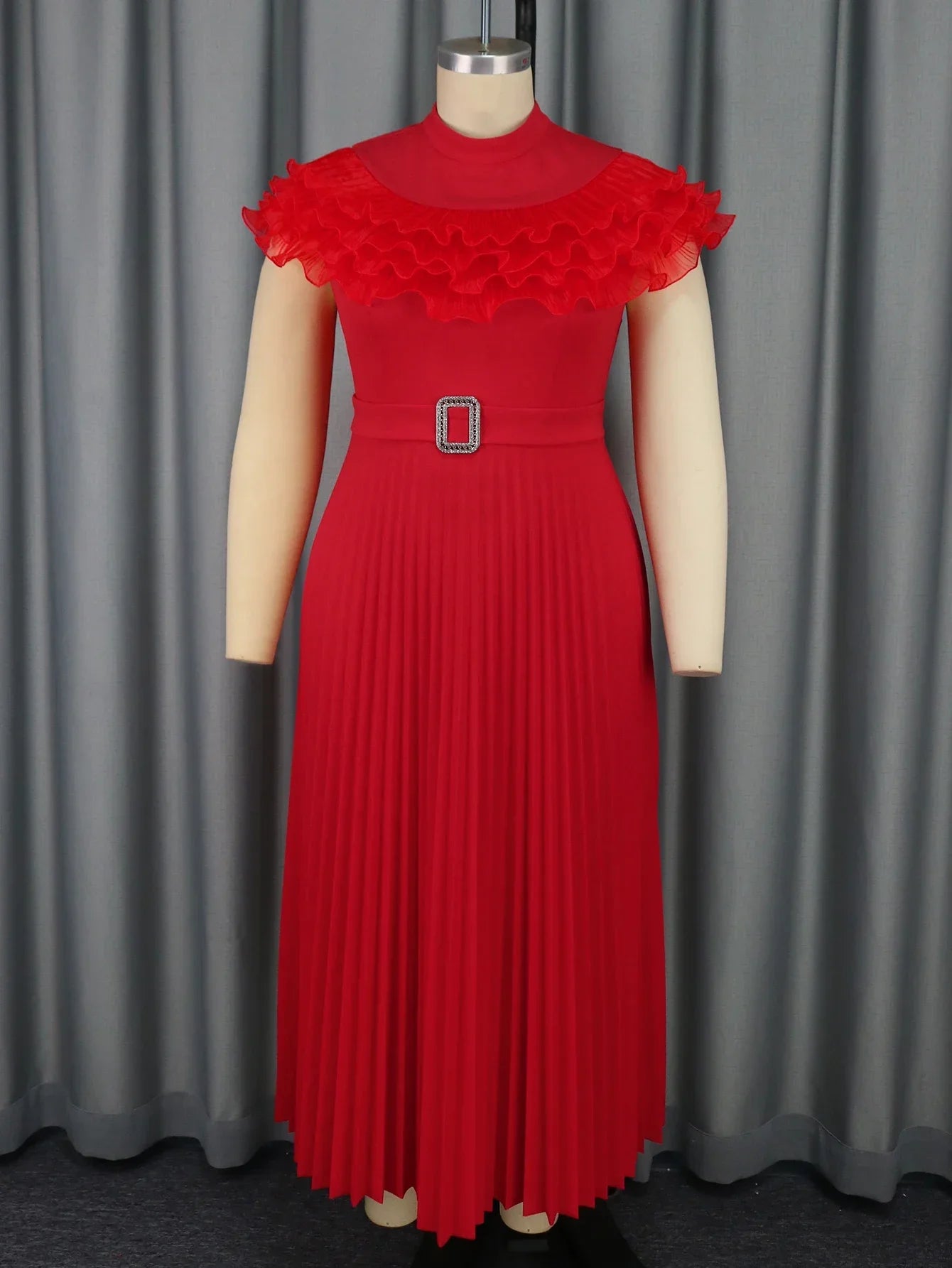 Plus Size Pleated Dress Mesh