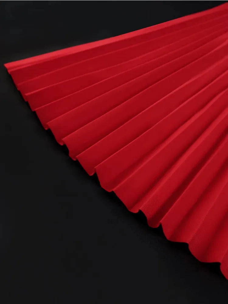 Plus Size Elegant Red Midi Dress