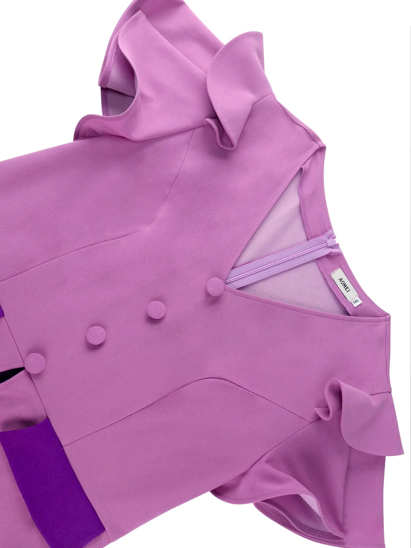 A Line Pleated Purple Dress
