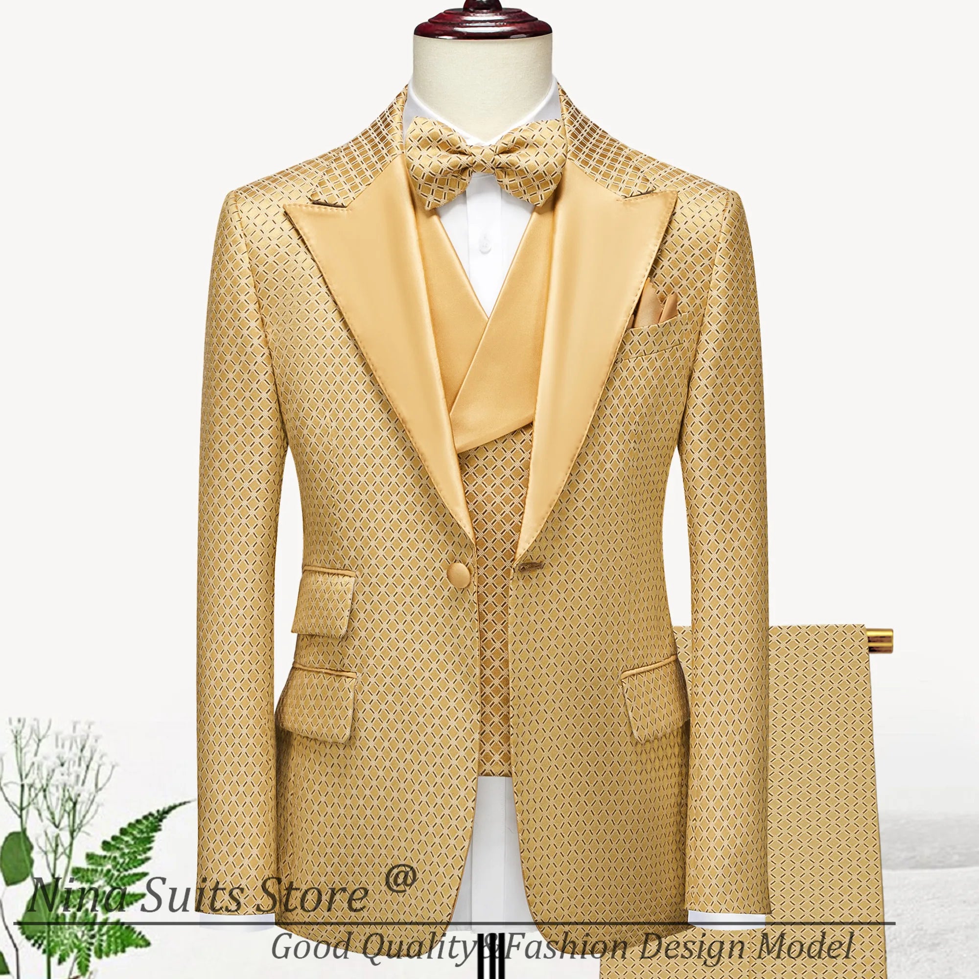 Jacquard Men Suits Tailored